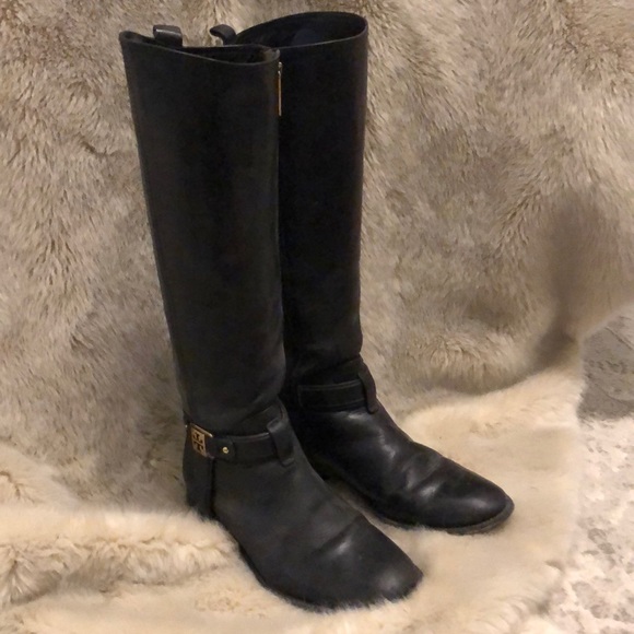 Black Tory Burch Riding Boots EUC Size 7.5 - Picture 1 of 4